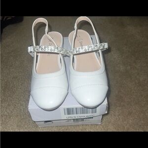 Dream Pairs White Kids Dress Shoes with Rhinestone Strap